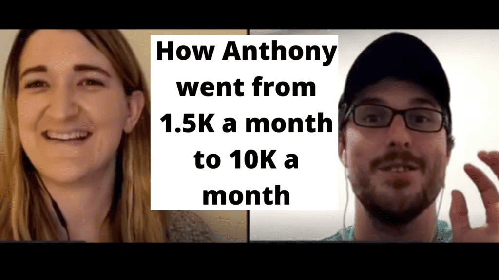 screenshot example of a lead magnet. How Anthony went from 1.5K a month to 1K a month