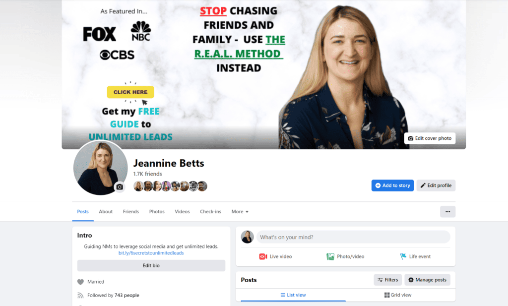 example of a facebook profile